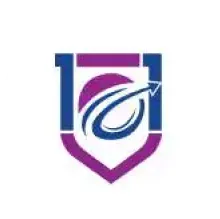 Abstract shield logo featuring a stylized arrow encircling a target inside a purple and blue emblem.