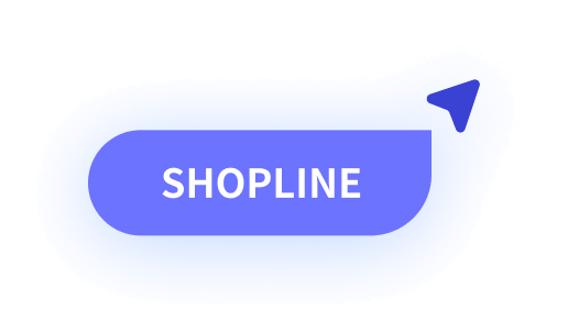 Blue rounded button with white text 'SHOPLINE' and a small arrow pointing right.